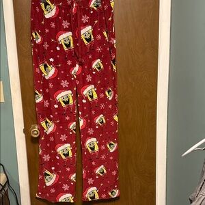 SpongeBob SquarePants Red Pajama Bottoms with Festive Print size L